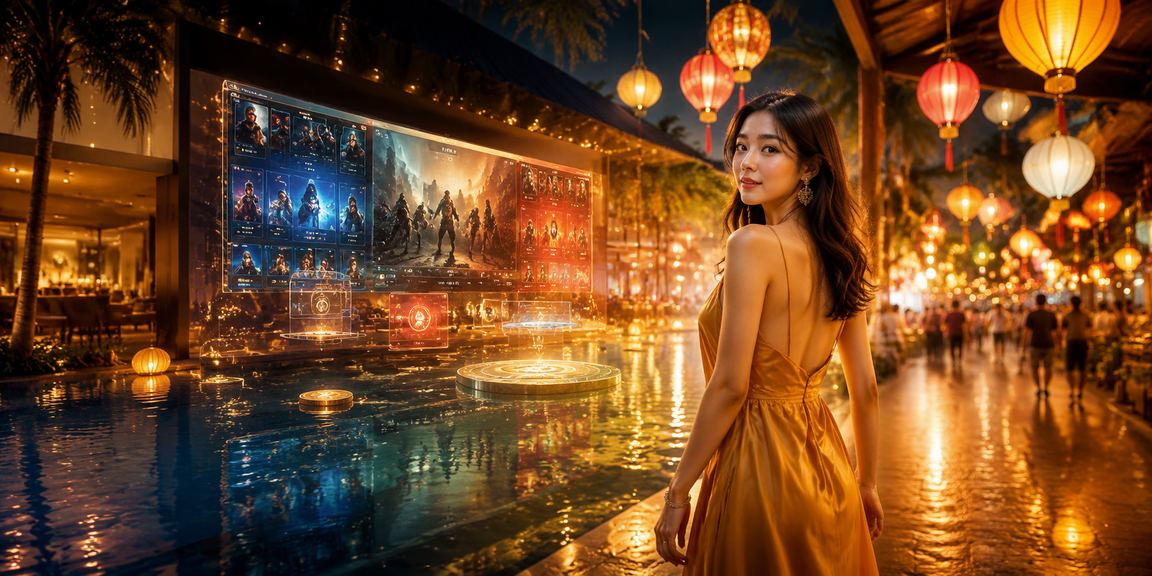 Không khí sòng bài và cá cược casino sôi động tại Việt Nam với ánh đèn neon rực rỡ